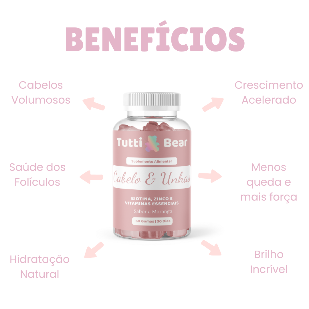 Gomas para o Crescimento do Cabelo Tutti Bear 60 uni