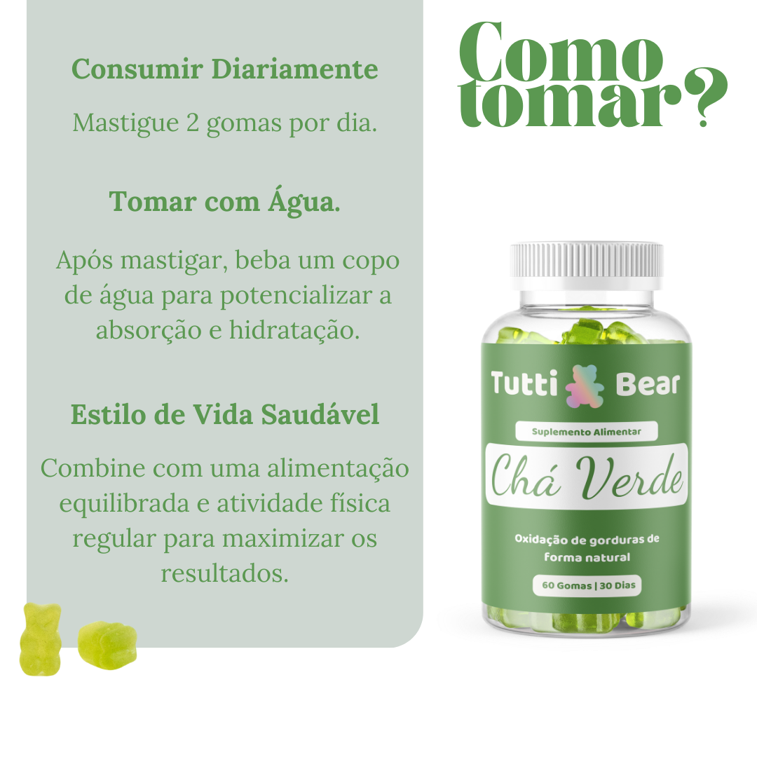 Gomas Energéticas de Chá Verde Tutti Bear 60 uni