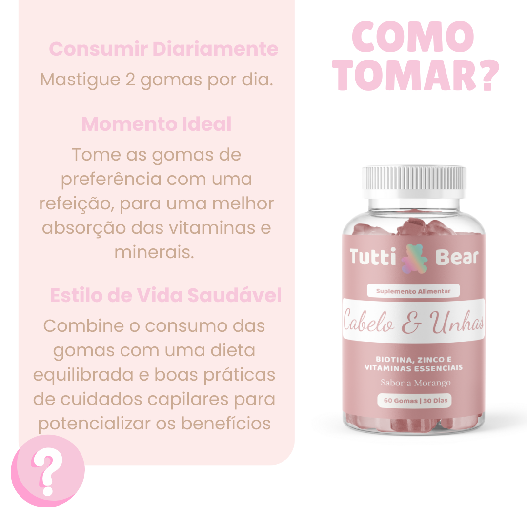 Gomas para o Crescimento do Cabelo Tutti Bear 60 uni