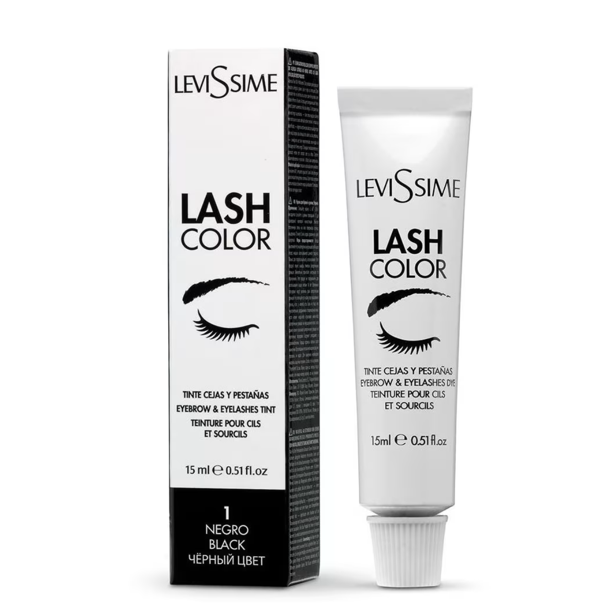 Coloração Semi-Permanente para Pestanas & Sobrancelhas Levissime 1 Preto 10ml