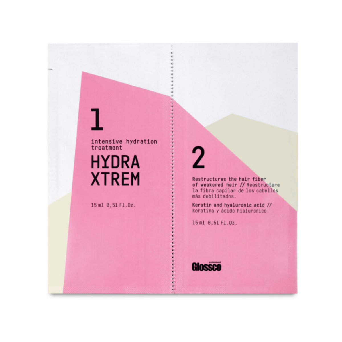 Saquetas Reconstrução Hydra Xtrem Efeito Botox Glossco 15+15ml