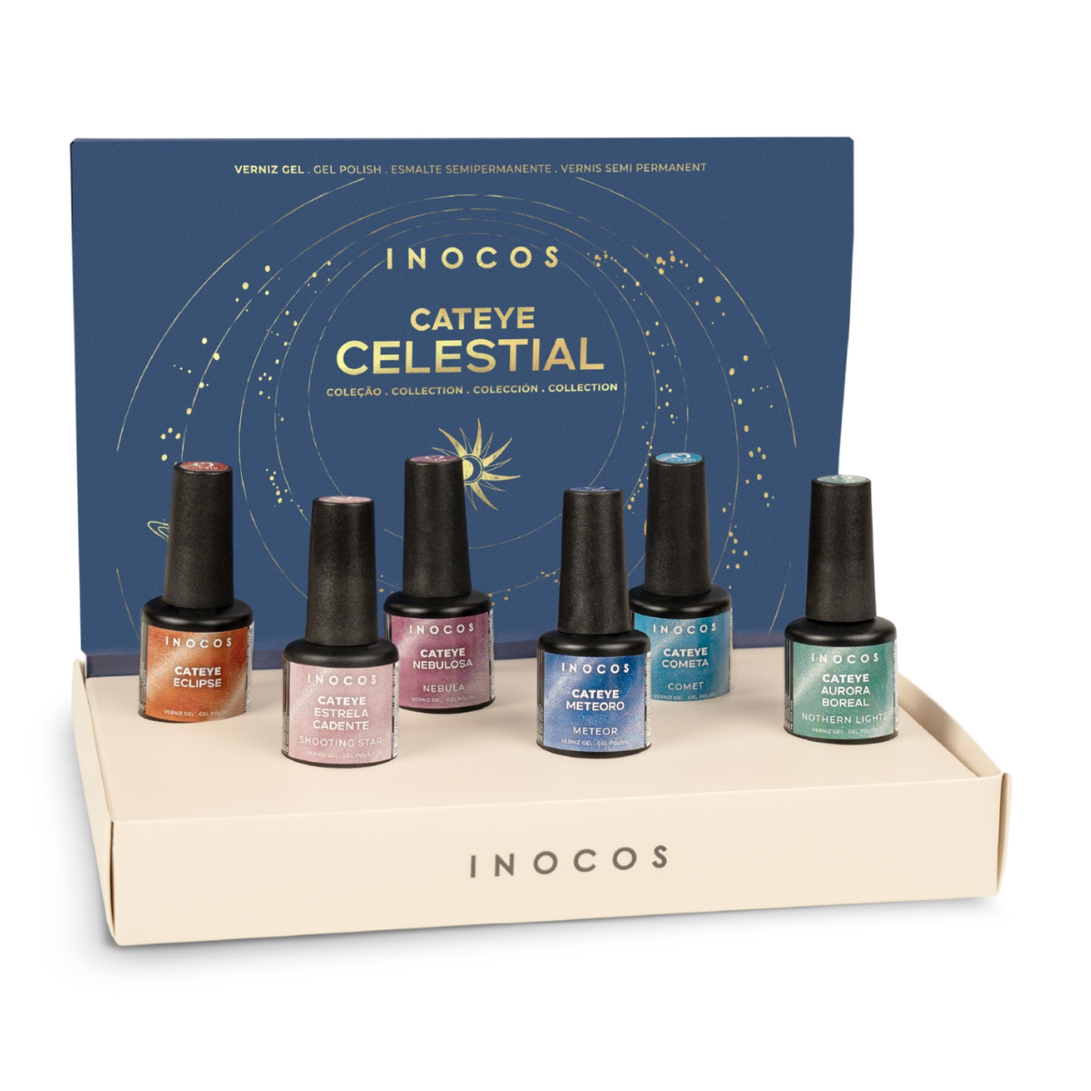 Press Kit Verniz Gel Cateye Celestial INOCOS 6 cores