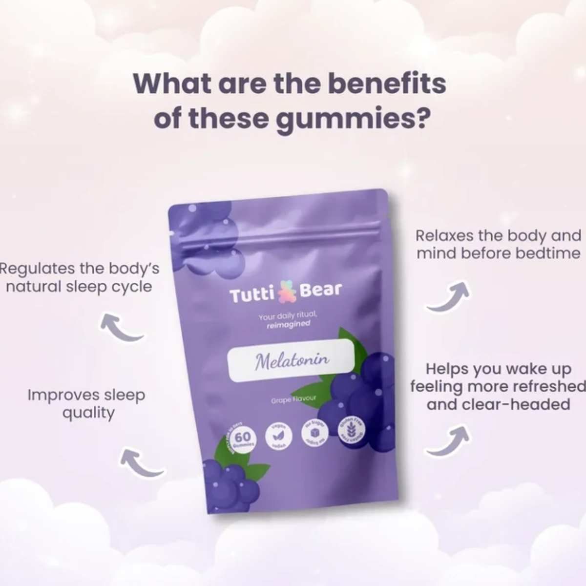 Gomas de Melatonina para Dormir Tutti Bear 60 uni