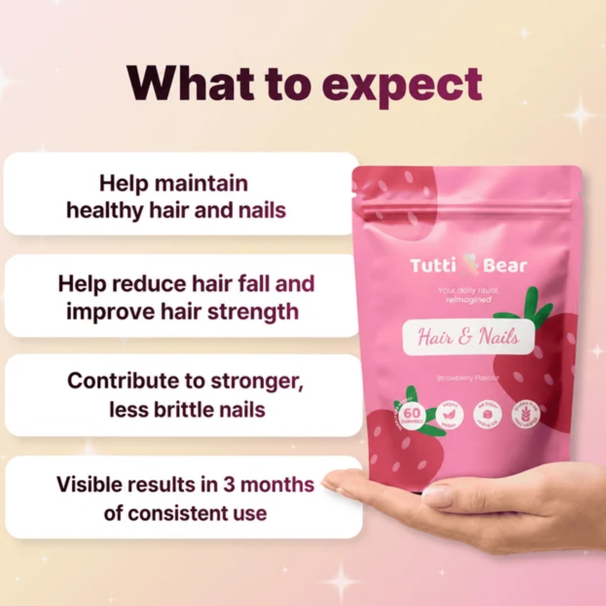 Gomas para o Crescimento do Cabelo Tutti Bear 60 uni