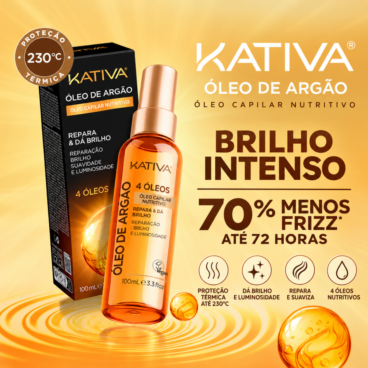 Serum Óleo Capilar Nutritivo Argan Kativa 100ml