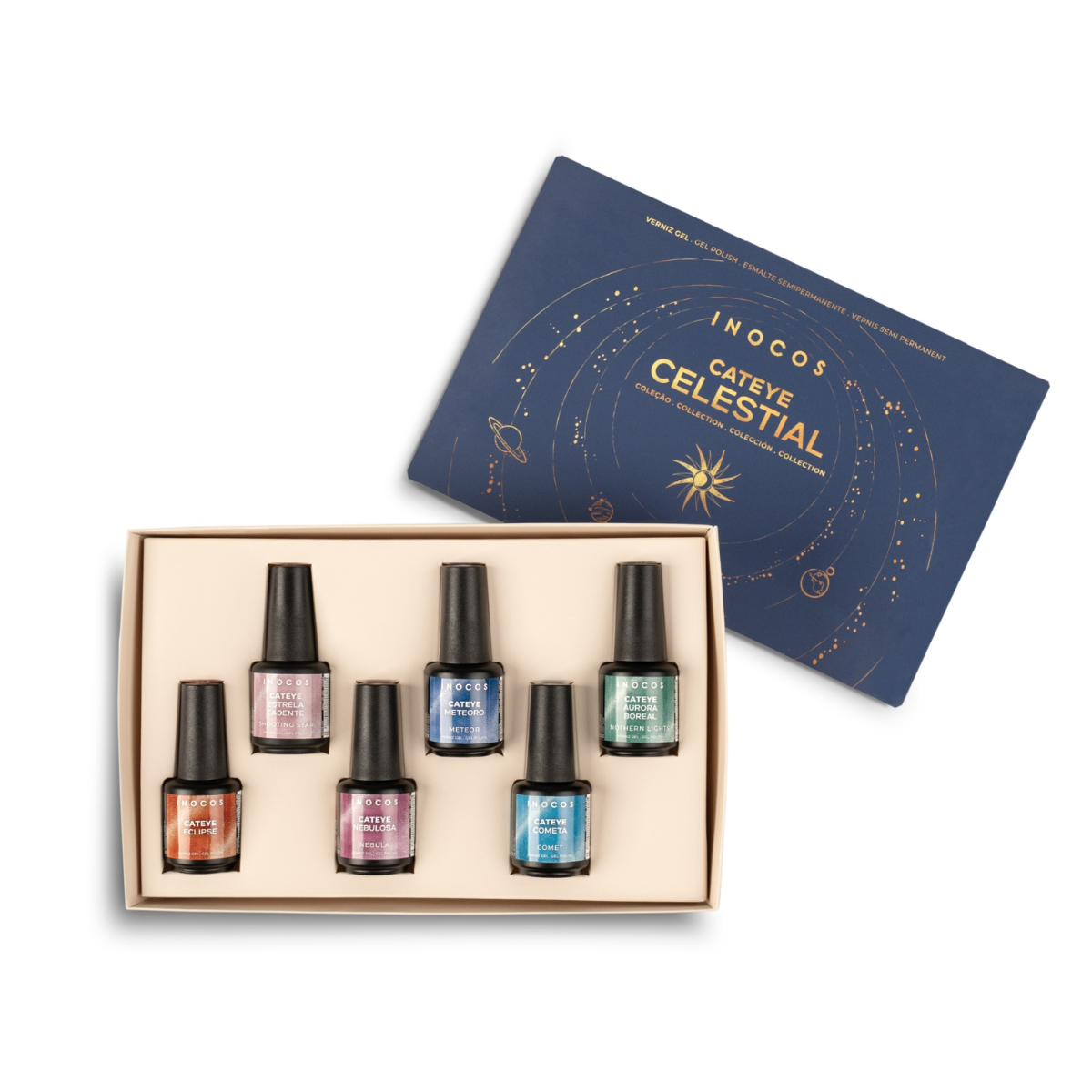 Press Kit Verniz Gel Cateye Celestial INOCOS 6 cores