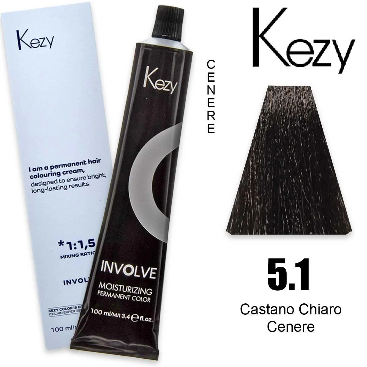 Coloração Capilar Kezy 5.1 Castanho Claro Cinza 100ml