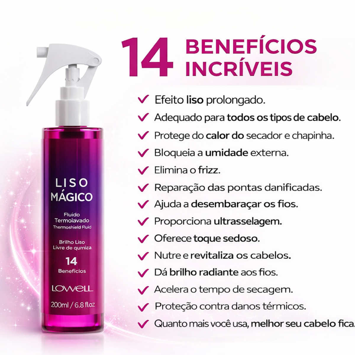 Fluido Termoativado Liso Mágico Lowell 200ml