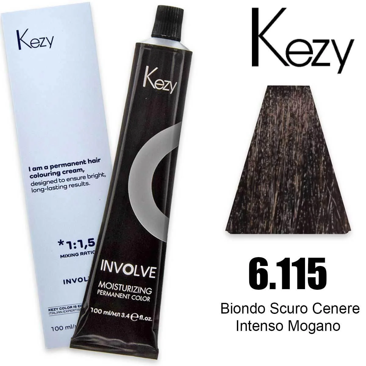 Coloração Capilar Kezy 6.115 Louro Escuro Cinza Intenso Acajou 100ml