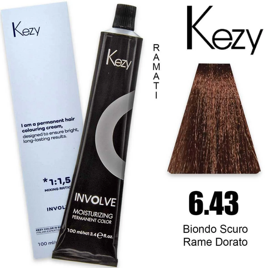 Coloração Capilar Kezy 6.43 Louro Escuro Cobre Dourado 100ml