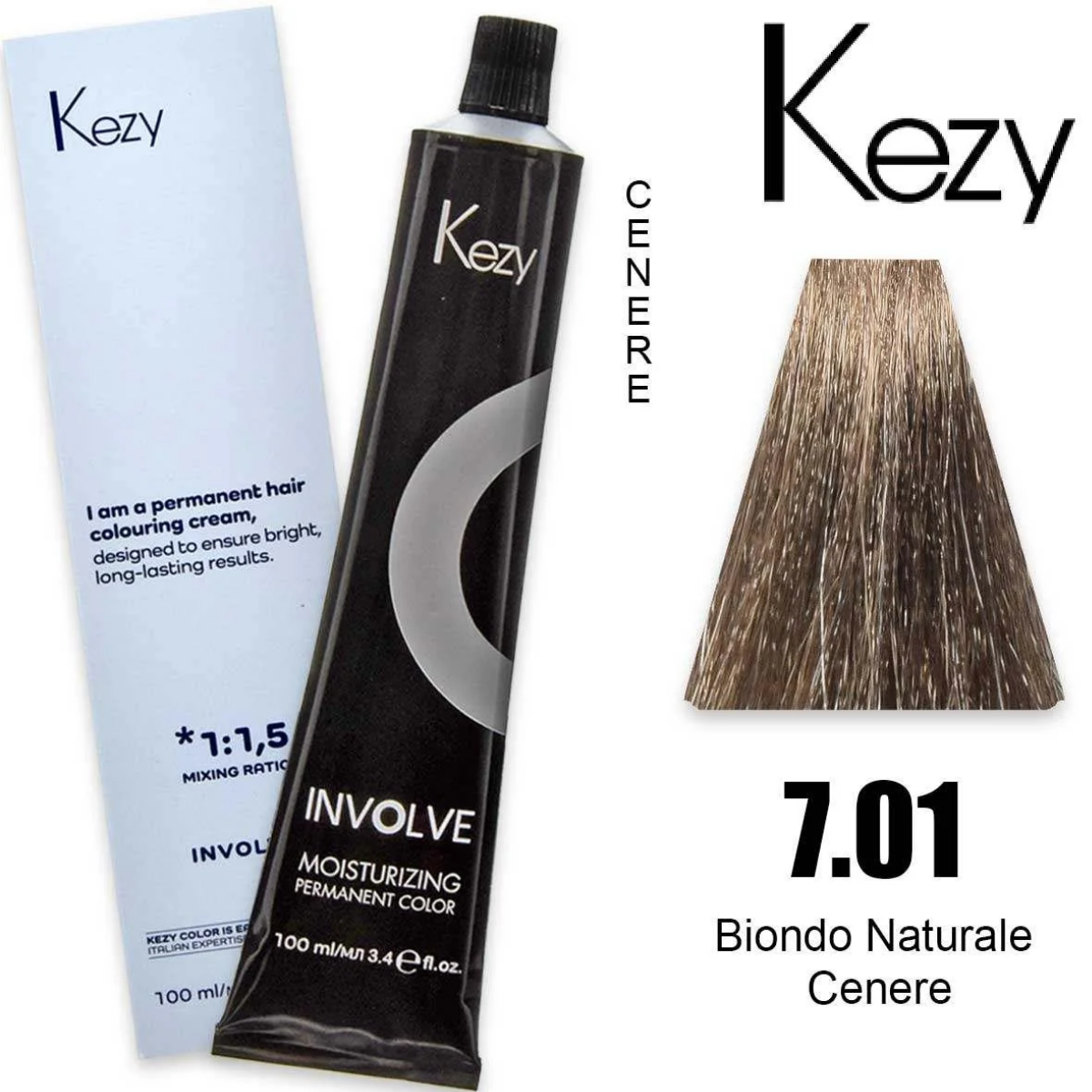 Coloração Capilar Kezy 7.01 Louro Natural Cinza 100ml