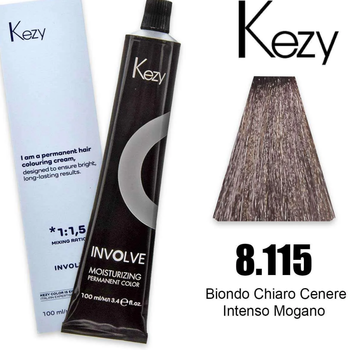 Coloração Capilar Kezy 8.115 Louro Claro Cinza Intenso Acajou 100ml