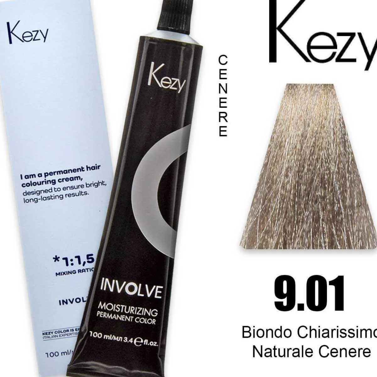 Coloração Capilar Kezy 9.01 Louro Claríssimo Natural Cinza 100ml