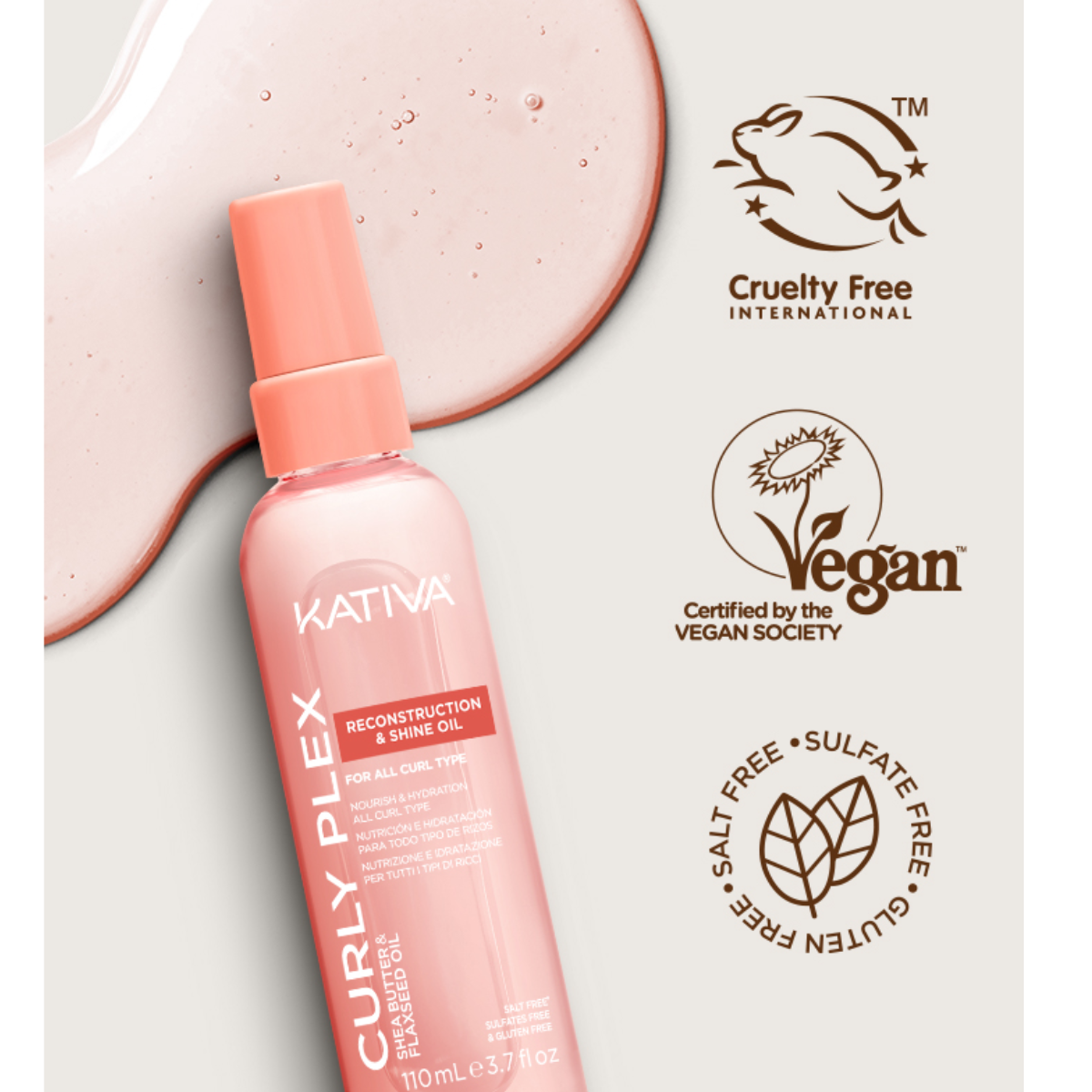 Curly Plex Oleo Reconstrução e Brilho Caracóis Kativa 110ml