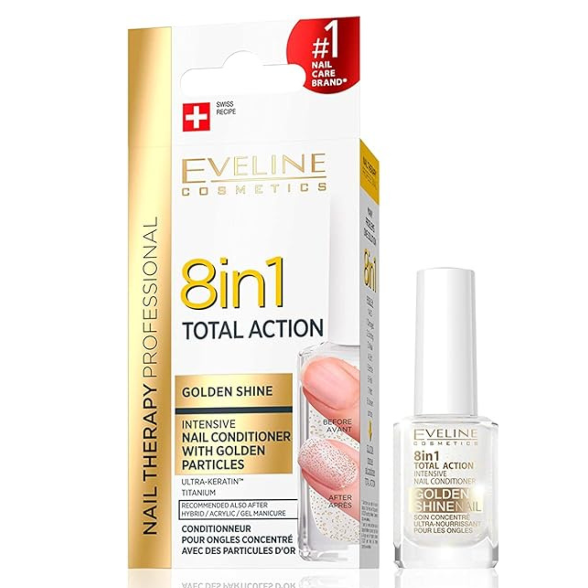 Verniz de Tratamento Eveline 8 em 1 Golden Shine 12ml