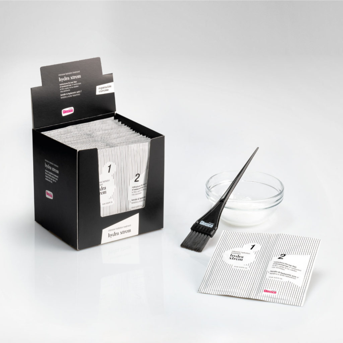 Saquetas Reconstrução Hydra Xtrem Efeito Botox Glossco 15+15ml